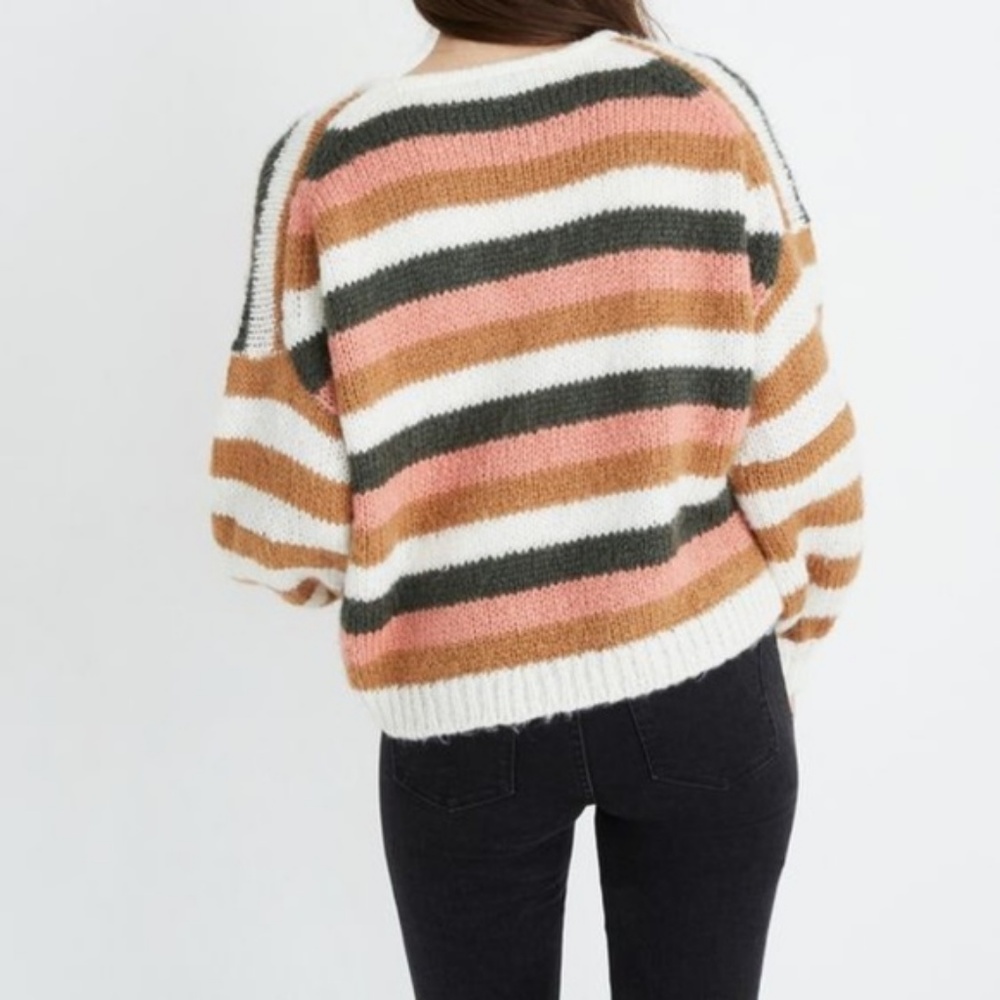 Madewell Balloon-Sleeve Pullover Sweater in Stripe - Picture 3 of 4
